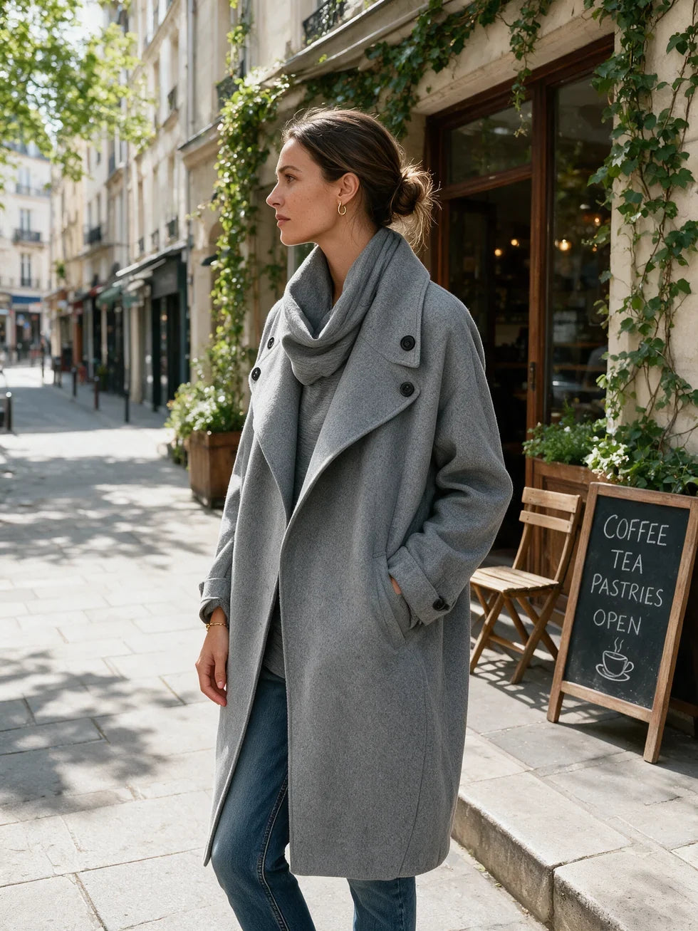 Capucine | Manteau Mi-Long Ample en Mélange de Laine