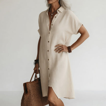 Timéa™ — Robe-chemise midi respirante à l’élégance parisienne