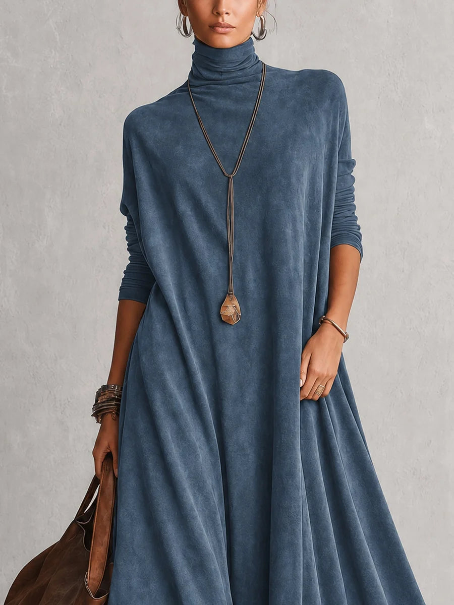 BRUNELLA | Robe longue effet daim avec ourlet en dentelle
