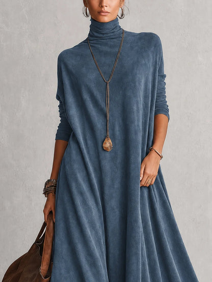 BRUNELLA | Robe longue effet daim avec ourlet en dentelle
