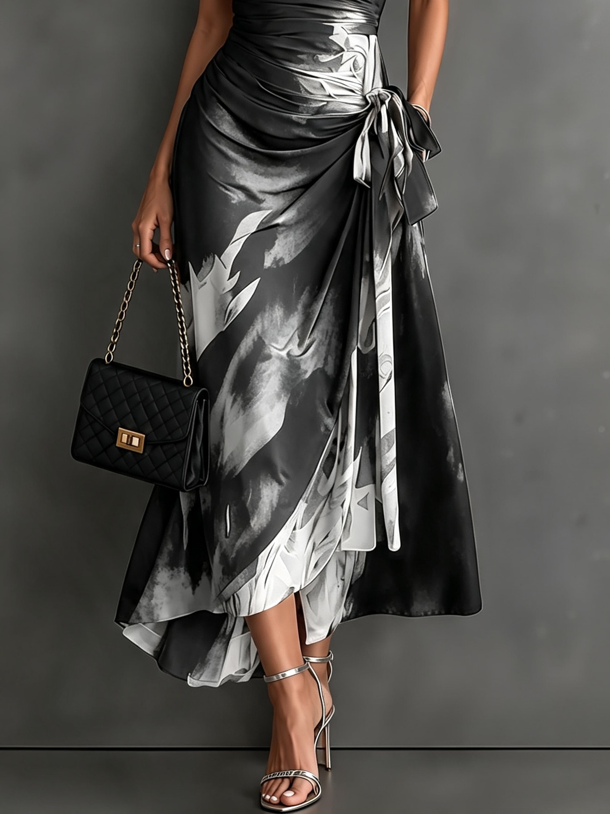 Bérénice | Robe Midi Portefeuille à Imprimé Aquarelle