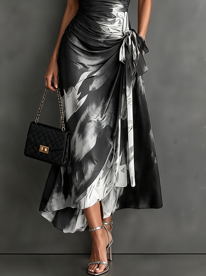 Bérénice | Robe Midi Portefeuille à Imprimé Aquarelle
