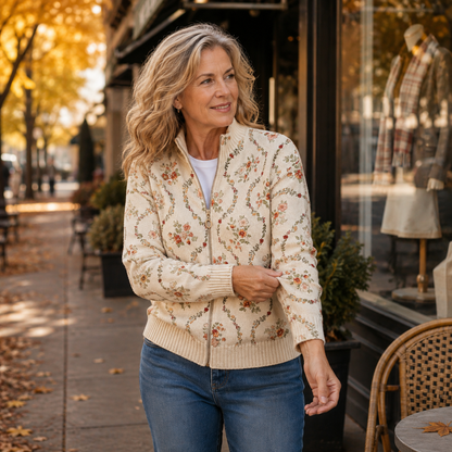 Vivienne | Cardigan Zippé Vigne Fleurie