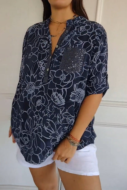 Chemisier femme en dentelle florale à manches courtes
