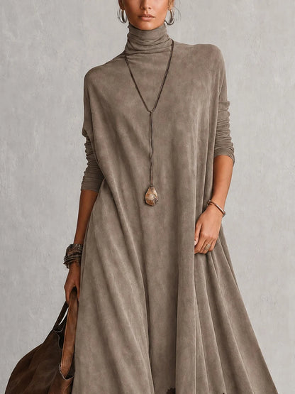BRUNELLA | Robe longue effet daim avec ourlet en dentelle