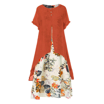 Robe femme superposée à imprimé floral