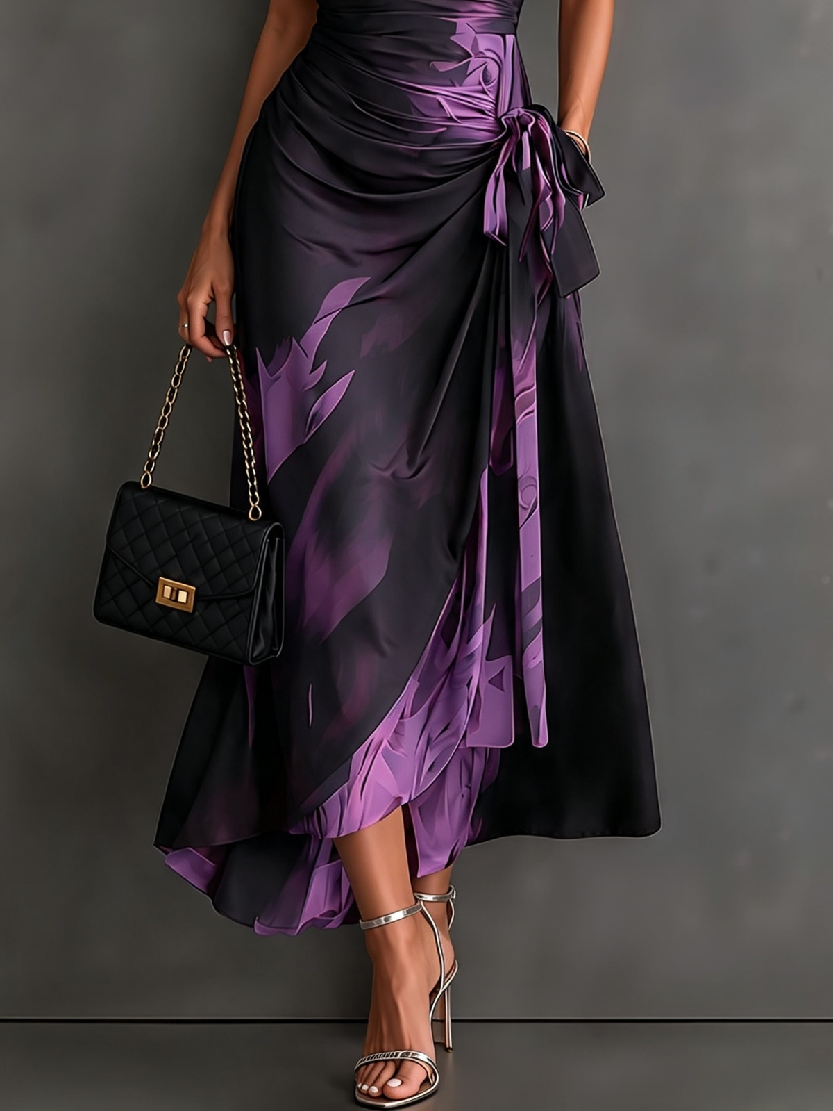 Violette | Robe Midi Portefeuille Violette
