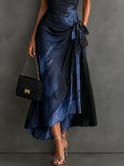 Océane | Robe Midi Portefeuille Bleue