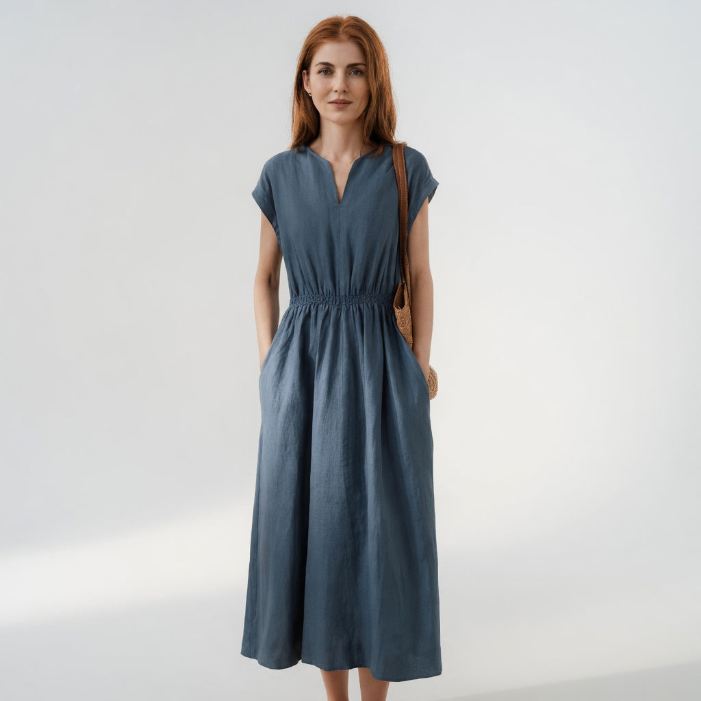 Lina — Robe fluide et élégante en mélange de lin