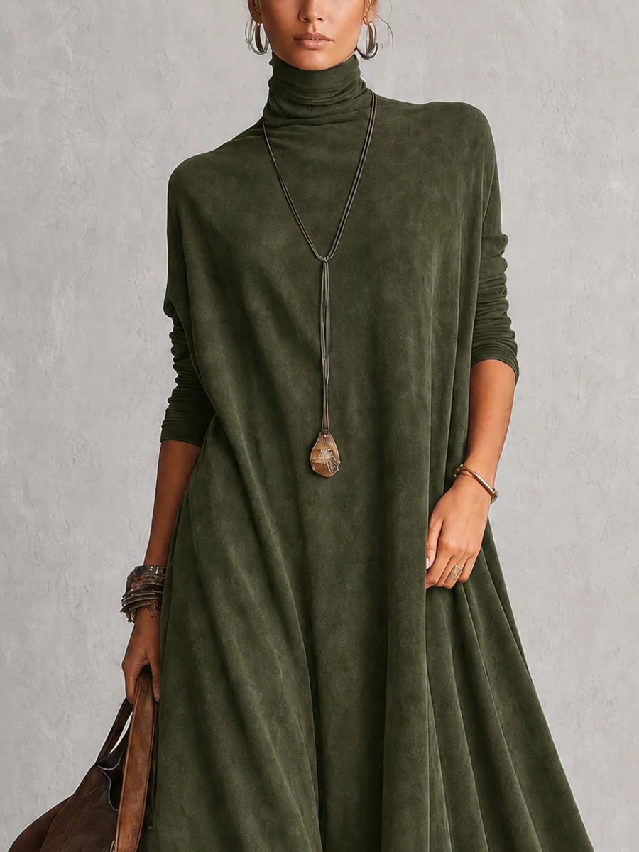 BRUNELLA | Robe longue effet daim avec ourlet en dentelle