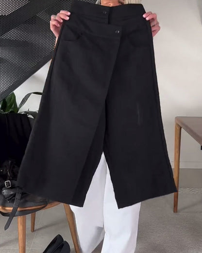 Pantalon femme asymétrique à jambes larges