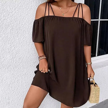 Robe mini femme épaules dénudées à fines bretelles