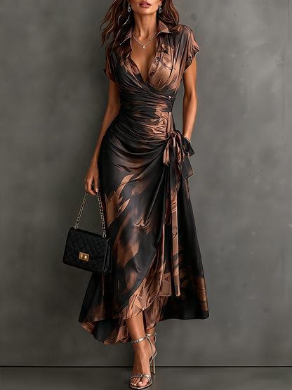 Bérénice | Robe Midi Portefeuille à Imprimé Aquarelle