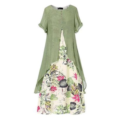 Robe femme superposée à imprimé floral