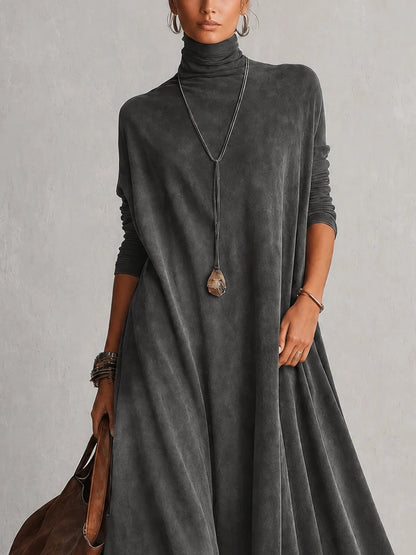 BRUNELLA | Robe longue effet daim avec ourlet en dentelle