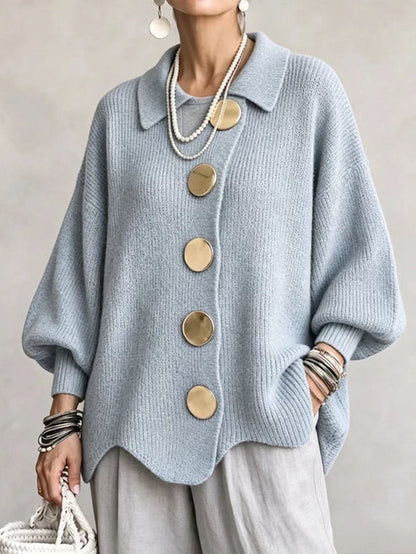 Charlotte | Cardigan oversize à col et boutons métalliques