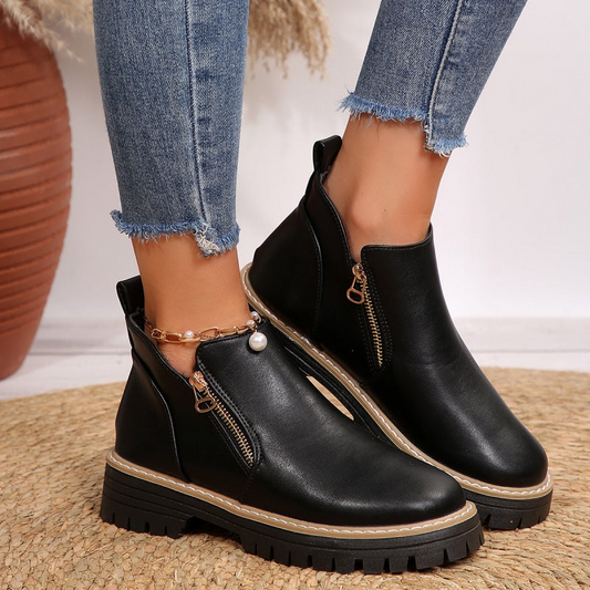 Bottines femme à plateforme avec zip latéral