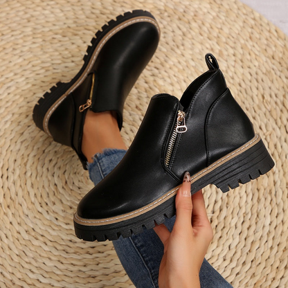 Bottines femme à plateforme avec zip latéral