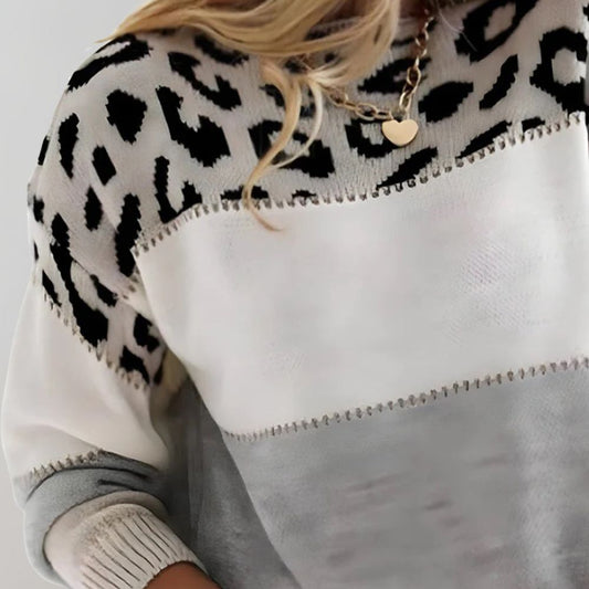 Diane | Pull en Maille avec Accent Léopard