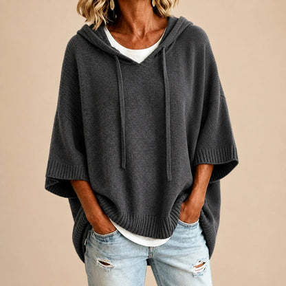 Mirella | Poncho tricoté à capuche