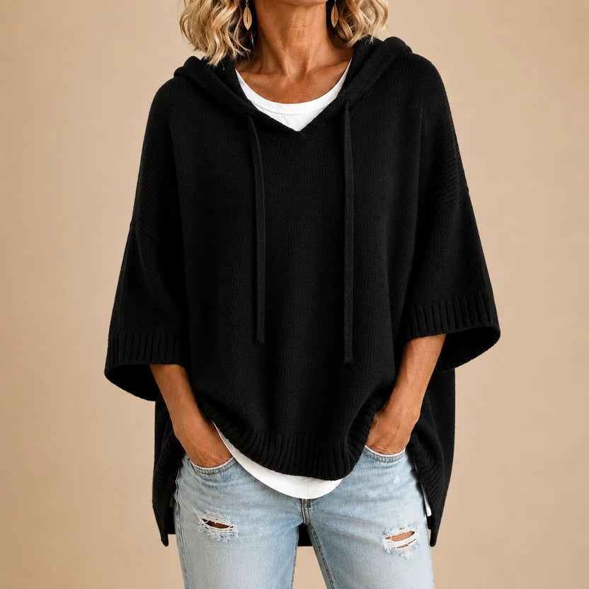 Mirella | Poncho tricoté à capuche
