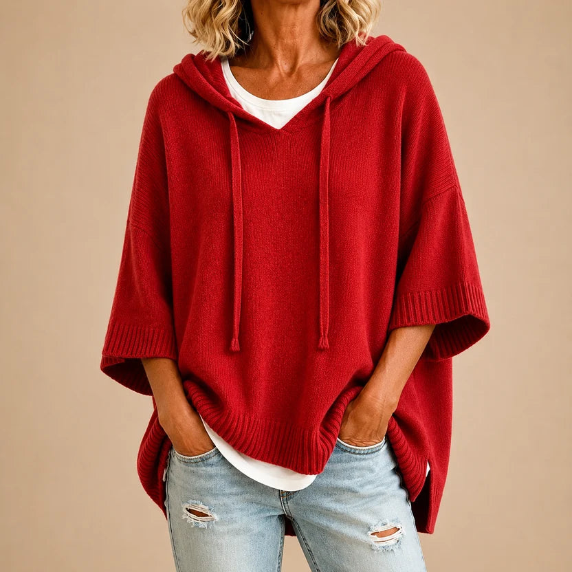 Mirella | Poncho tricoté à capuche