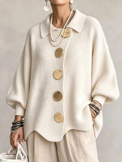 Charlotte | Cardigan oversize à col et boutons métalliques