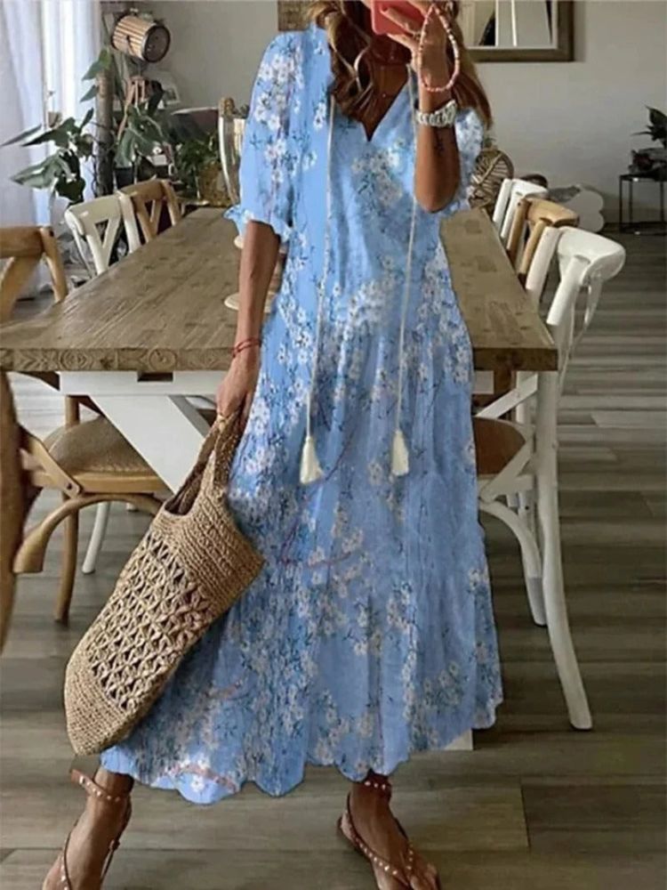 Élodie™ — Élégante robe longue fleurie à la texture veloutée