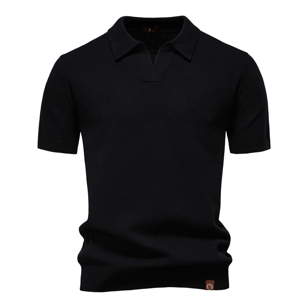 Polo homme structuré avec col ouvert moderne élégant