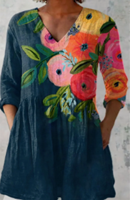Genevieve | Blouse longue à col en V