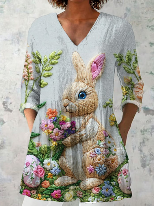 Marguerite | Blouse longue à col en V