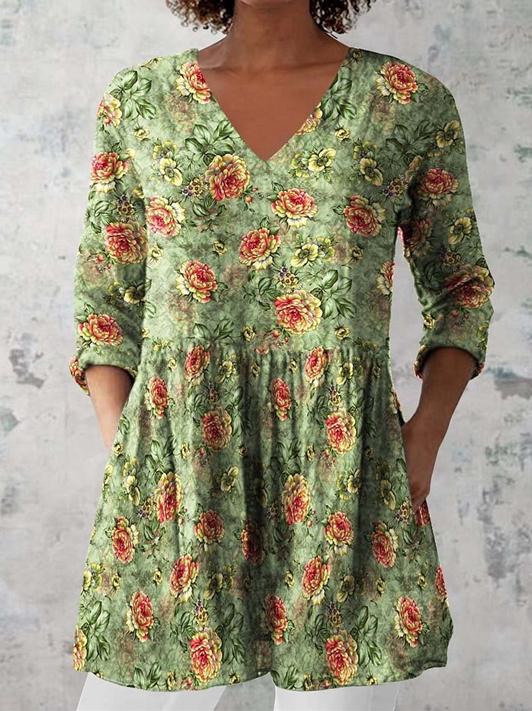 Sara | Blouse longue à col en V