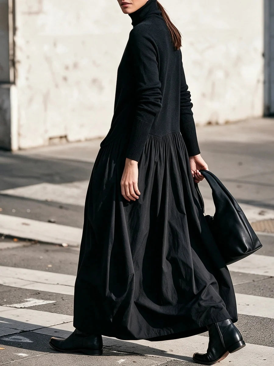 LORENZA | Robe longue oversize à col montant et grandes poches
