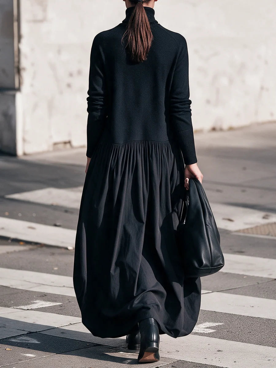 LORENZA | Robe longue oversize à col montant et grandes poches