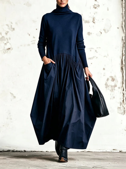 LORENZA | Robe longue oversize à col montant et grandes poches