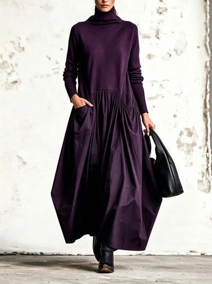 LORENZA | Robe longue oversize à col montant et grandes poches