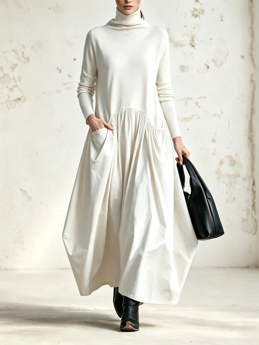 LORENZA | Robe longue oversize à col montant et grandes poches
