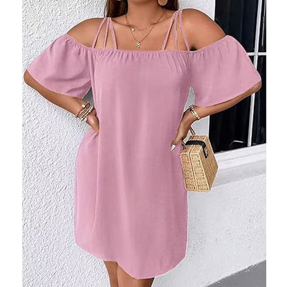 Robe mini femme épaules dénudées à fines bretelles