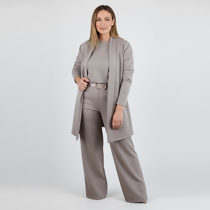 Ensemble femme trois pièces avec cardigan long