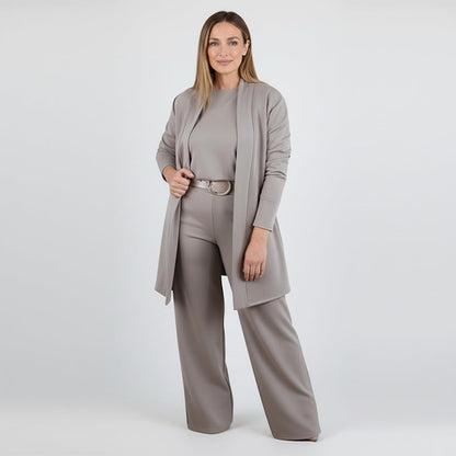 Ensemble femme trois pièces avec cardigan long