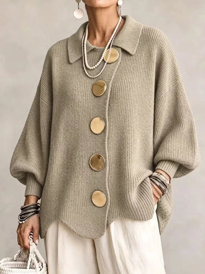 Charlotte | Cardigan oversize à col et boutons métalliques