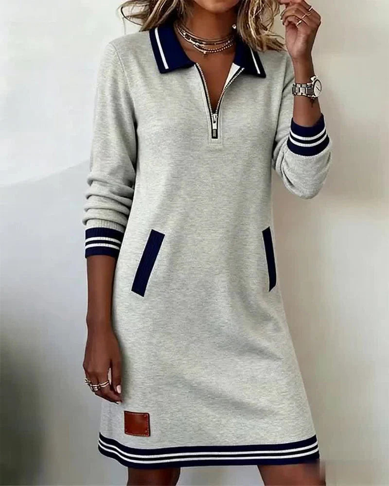 Emma | Robe décontractée à manches longues avec fermeture éclair