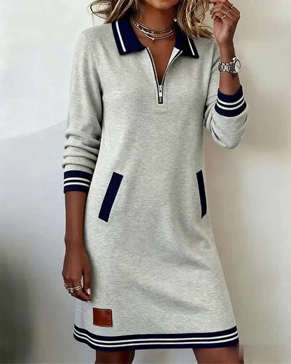 Emma | Robe décontractée à manches longues avec fermeture éclair