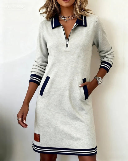 Emma | Robe décontractée à manches longues avec fermeture éclair