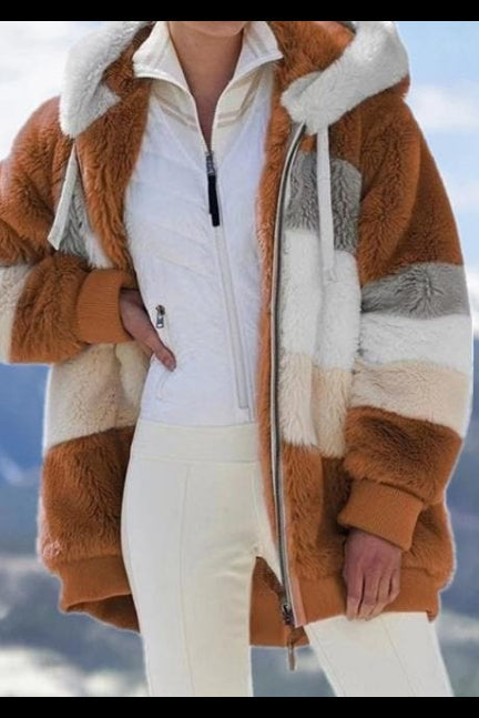 Veste polaire femme à capuche avec blocs de couleur