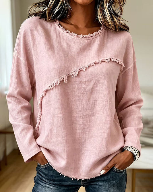 Blouse femme à franges avec détail asymétrique