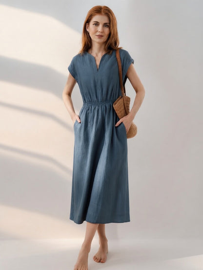 Lina — Robe fluide et élégante en mélange de lin