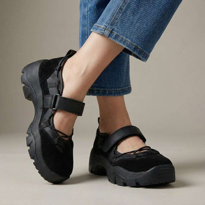 Chaussures confort femme à bride réglable et semelle épaisse