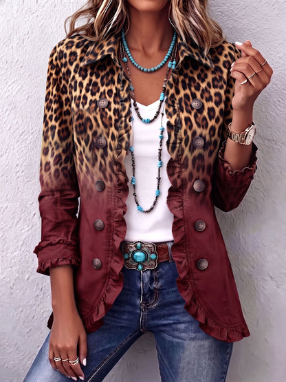 Cassandre | Blazer Léopard Dégradé à Volants