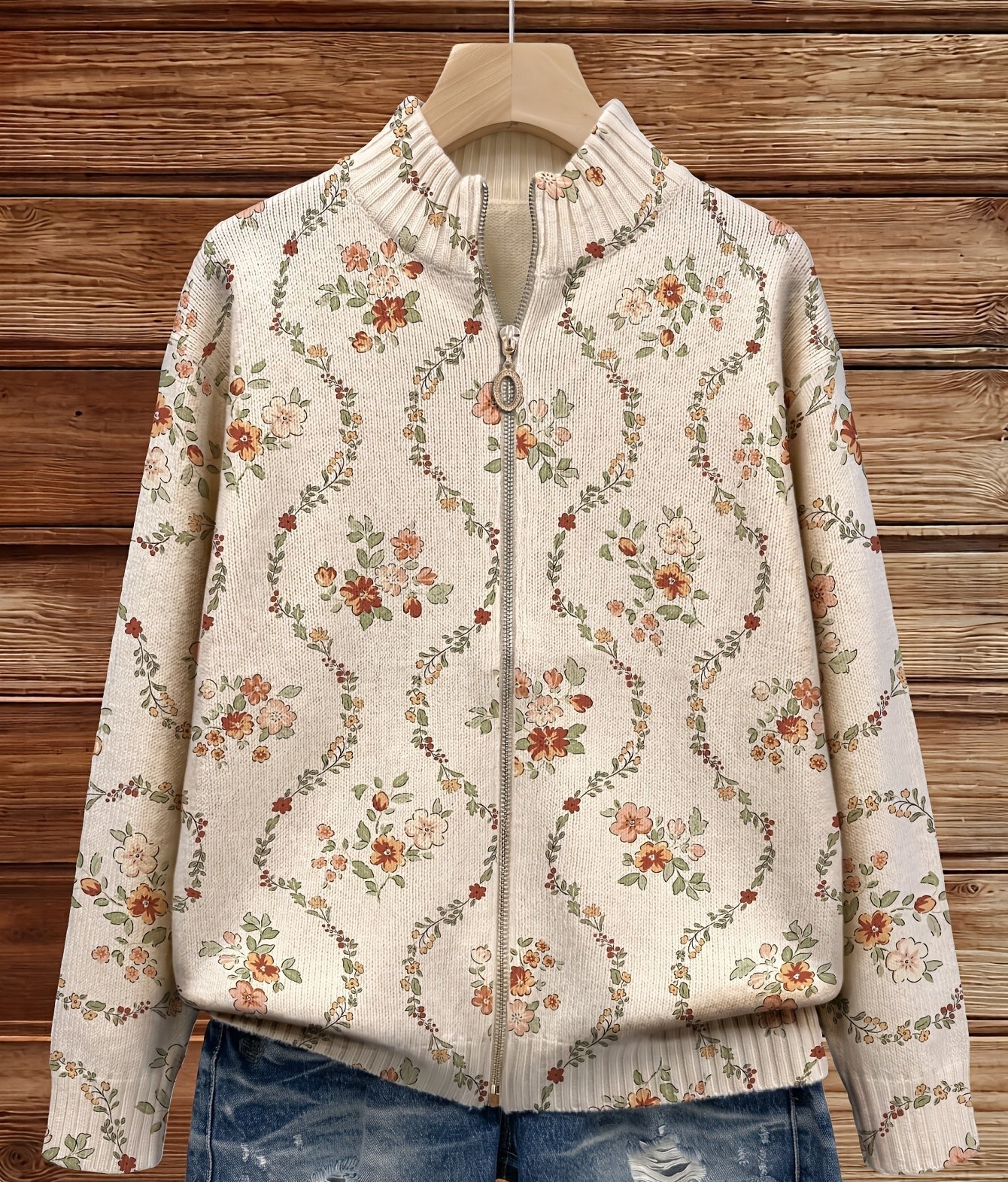 Vivienne | Cardigan Zippé Vigne Fleurie